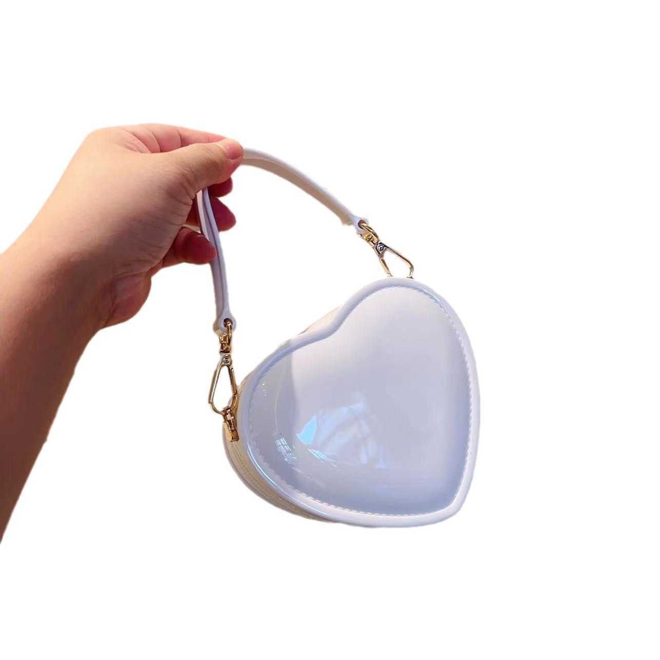 New Korean version Little Fairy Peach Heart Jelly Bag Fashion PVC Cute Style Mini Personalized Love Bag ins