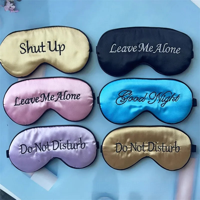 Embroidered Silk Sleep Mask Silk Eye Mask Soft Blackout Blindfold With Adjustable Strap Sleeping Eye Cover Mask For Travel 240419