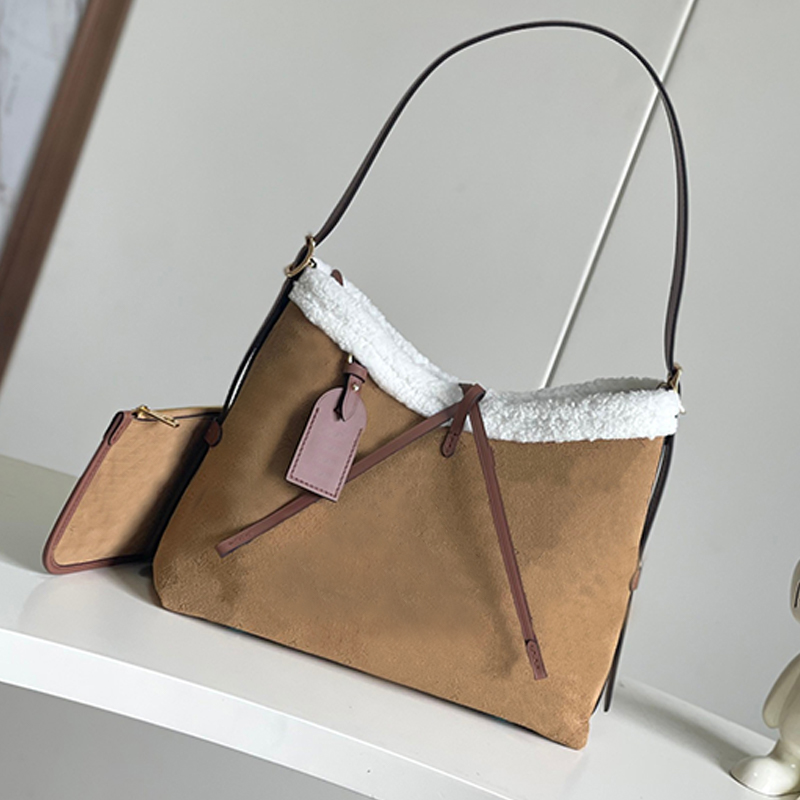 High Quality Shopping Tote Designer Carved Perforated Suede Leather Shoulder s Handbag With Purse Print Large Capacity Bag