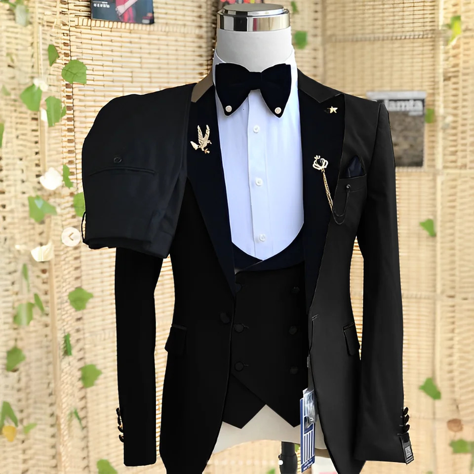 Wedding Mens 3-Piece Set Jacket Pants Tank Top Groom Tuxedo Formal Jacket Elegant Mens Set 241118