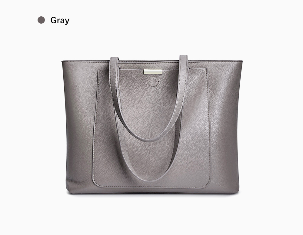 Soft Cowhide Leather Women Shoulder Tote Handbag Large Capacity Lady Shopping Bag Front Pocket For Notebook Phone Ipad Genuine Leather BagVoyage