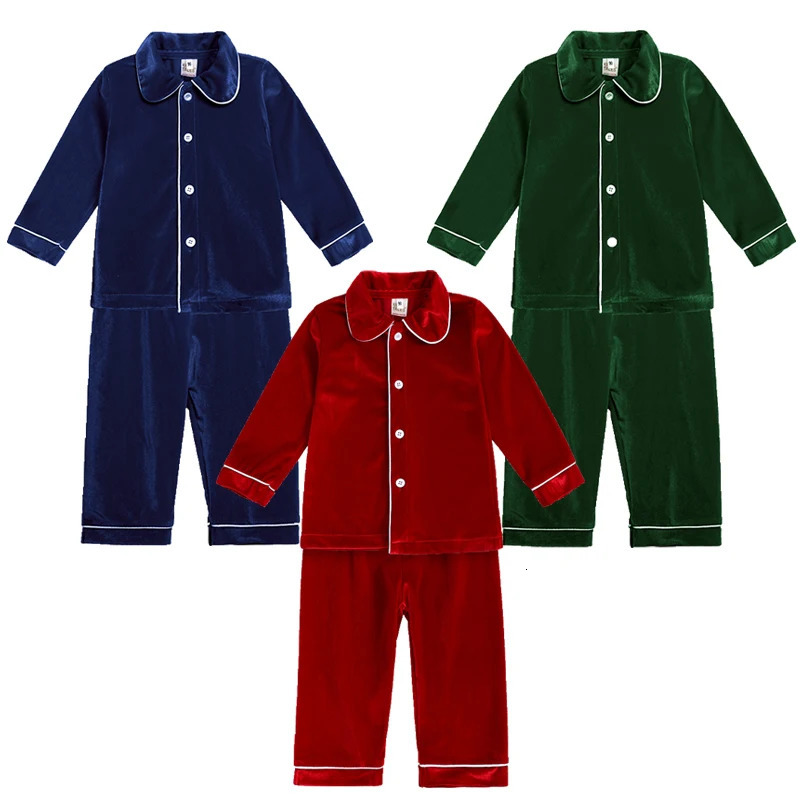 Winter basic Christmas matching family pajamas set pajamas childrens pajamas red velvet lace childrens clothing 241118