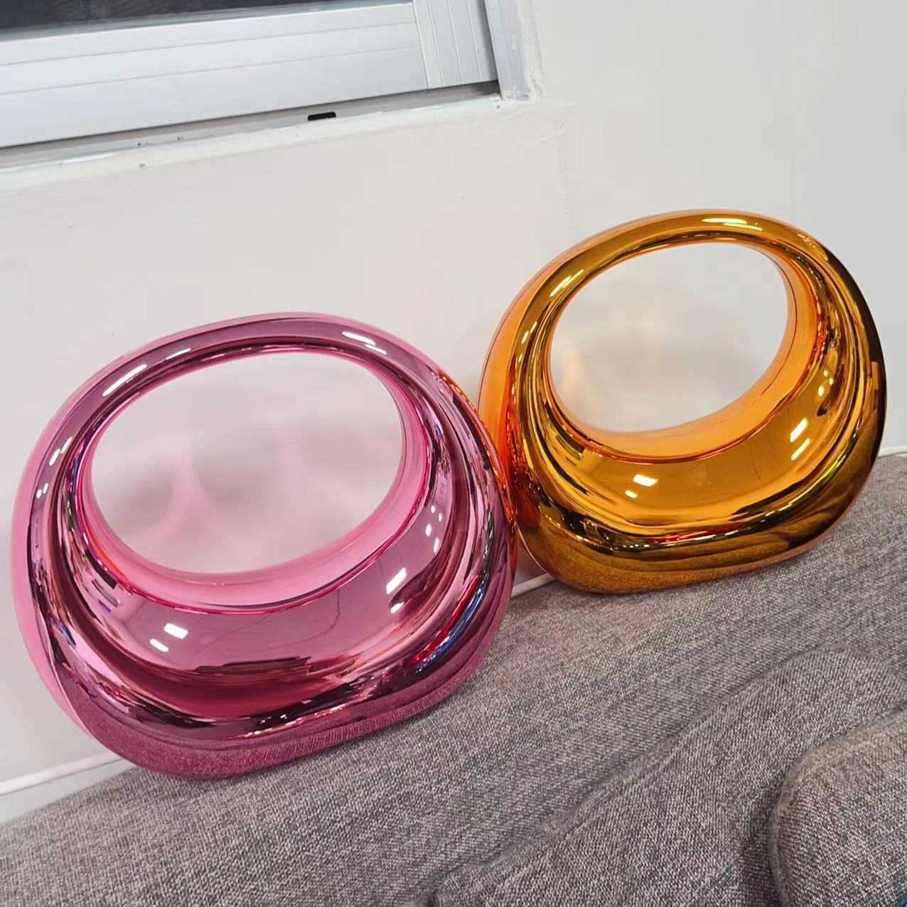 Spring/Summer New Product High end Bent Moon Bag Gold and Silver Ornament Home Decoration Handbag Acrylic Bag