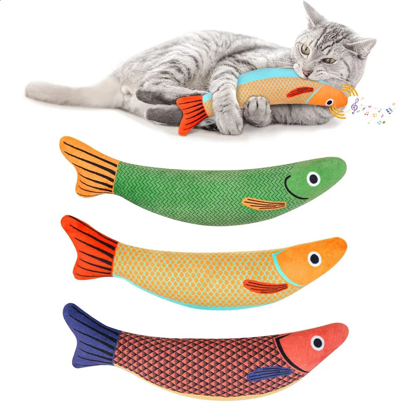 Cat Toy Claw 3D Simulation Fish Goldfish Kitten Pillow Interactive Sound Chewing Plush Supplies 250312