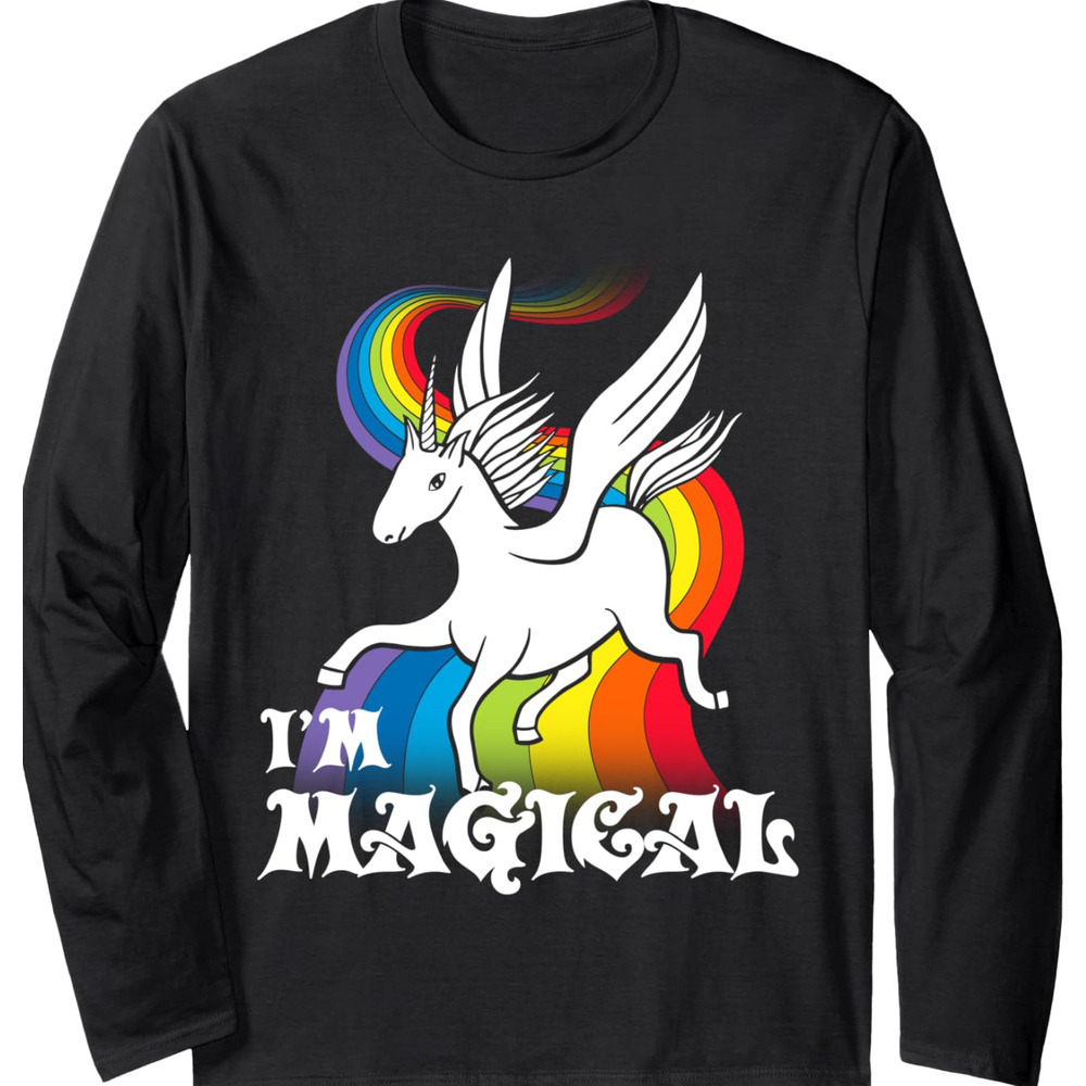 Long Sleeve Shirts for Men sweatshirt Im Magical Rainbow Unicorn Fantasy Funny Gift Long Sleeve Tee Streetwear Casual tops clothes cool