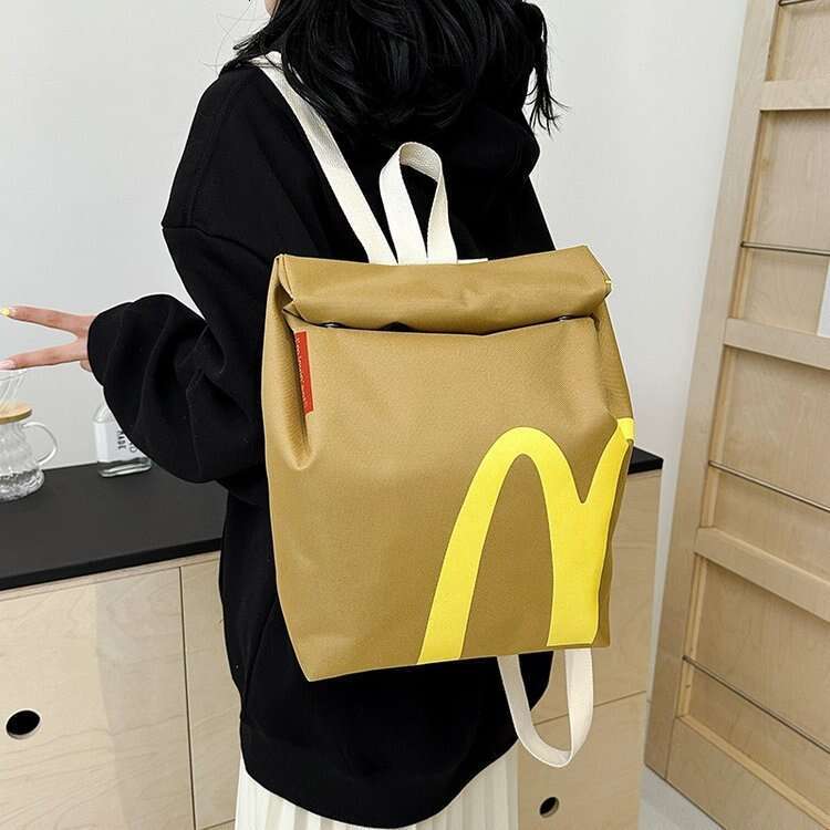 Personalized design McDonald's ins 2024 new canvas backpack women's single shoulder large capacity student class bag