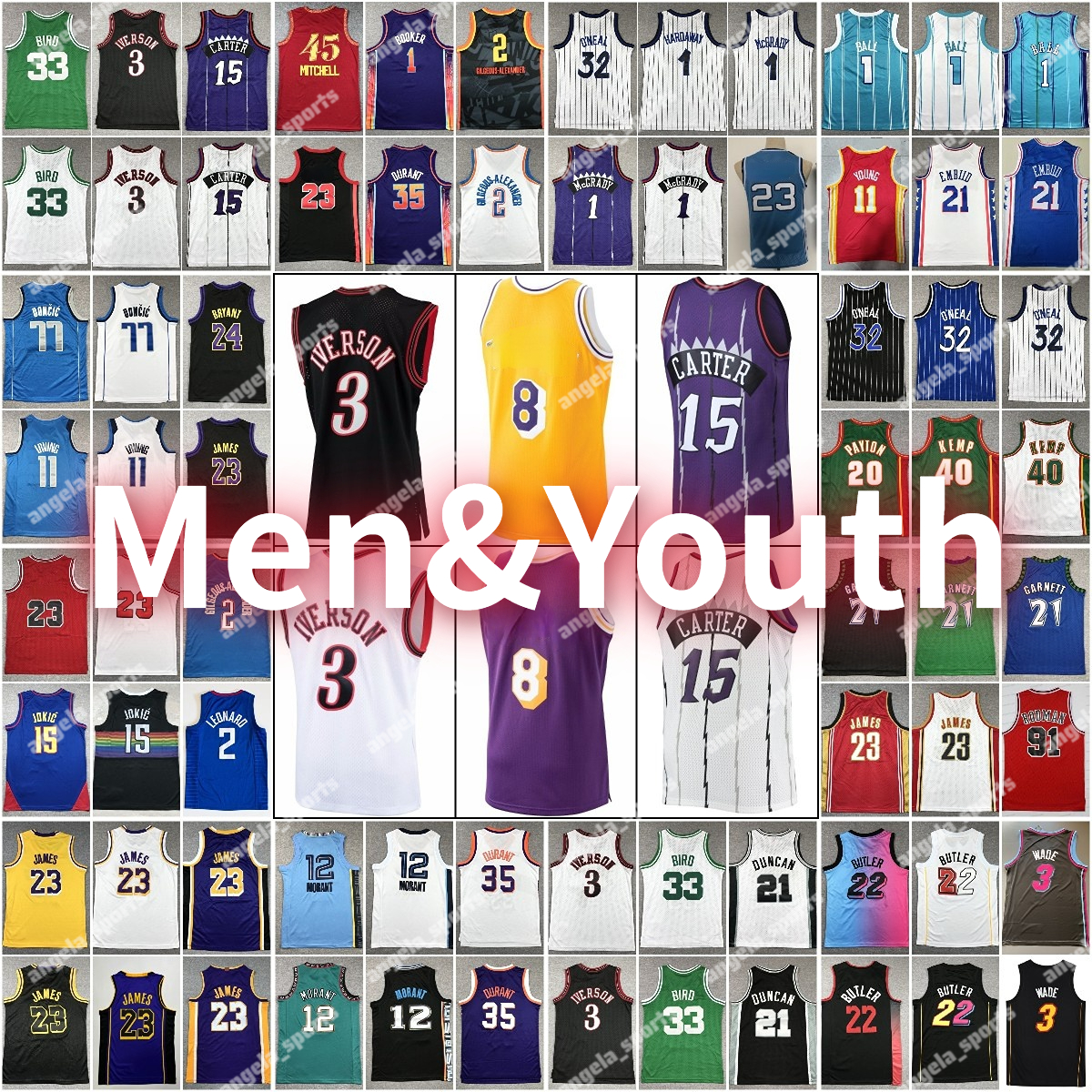 Mens Boys Basketball Jersey - Brunson #11 Curry Tatum ,James Edwards Iverson Haliburton ,Wembanyama Durant ,Bird Carter Embiid & More Team Jerseys for Adults & Kids