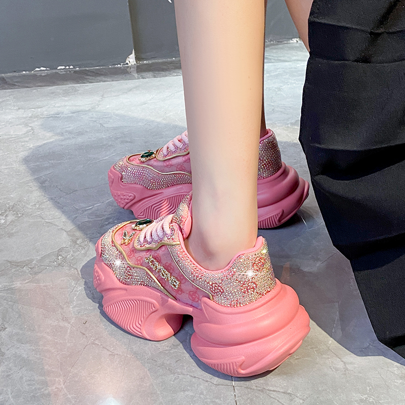 Women's luxury shoes designer rhinestone sports shoes with thick sole straps comfortable and shiny night running shoes high-quality casual shoes