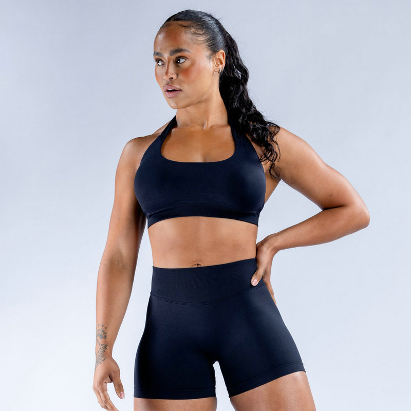 Impact Sport Set 2 Pieces Seamless Yoga Set Halter Bra Top High Waist Workout Scrunch Shorts Summer Fitness Clothes Gym Suit Outfit Active Wear
