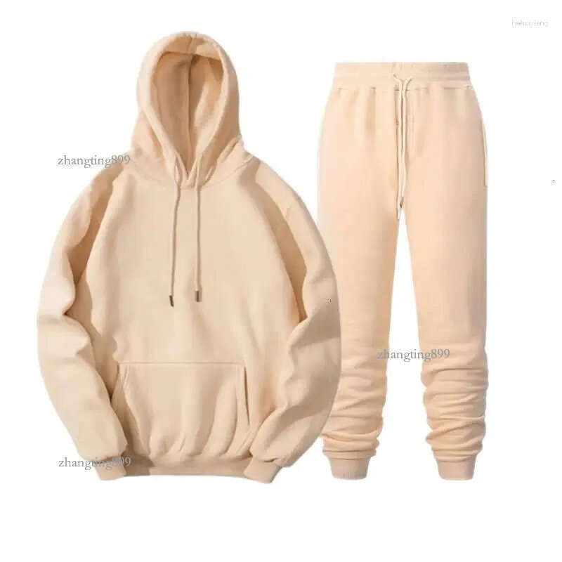 Men's Hoodies 2024 Tracksuit Men Brand Male Solid Hooded Sweatshirt Pants Set Mens Hoodie Sweat Suit Casual Sportswear S-3XL