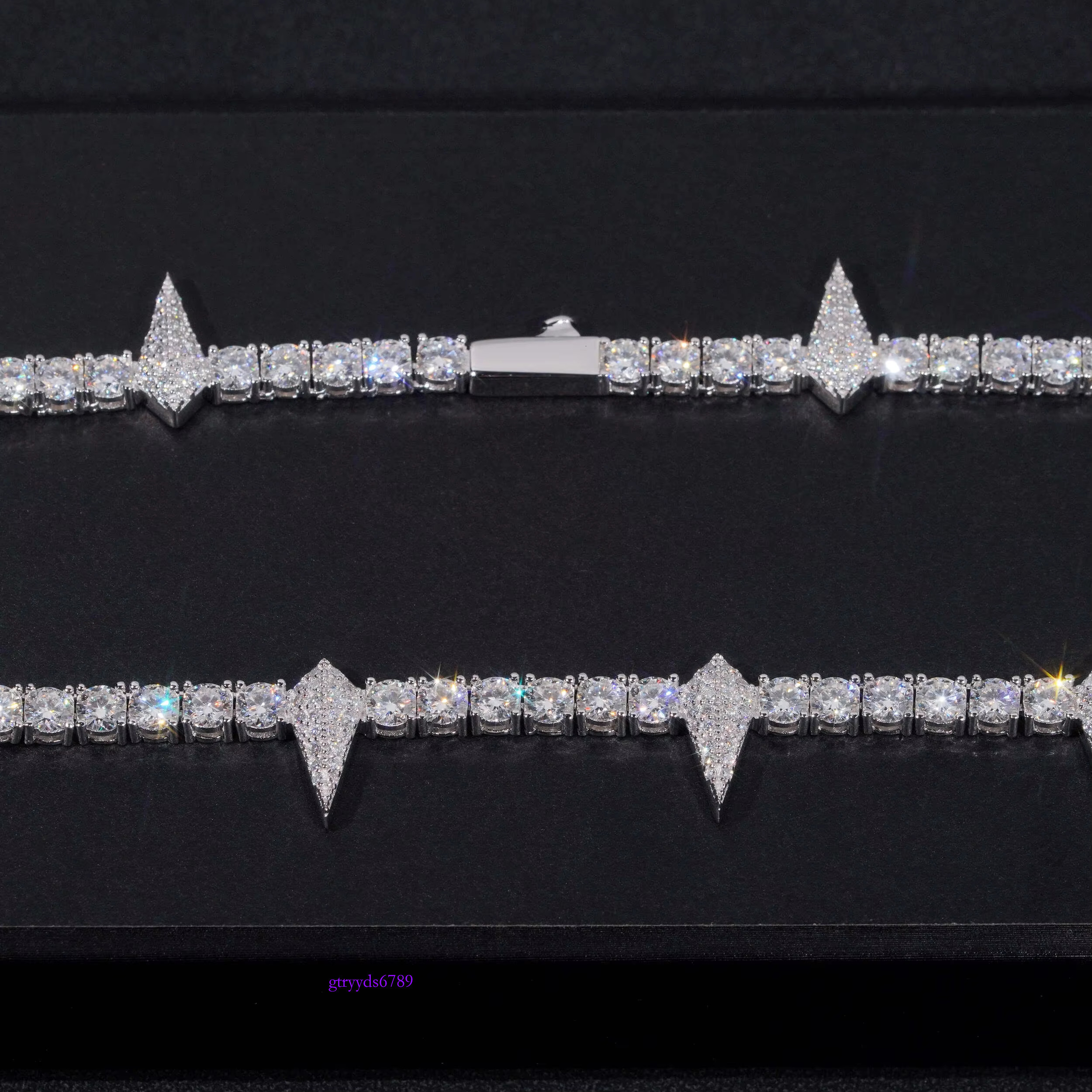 Pass tester iced out sterg sier vvs moissanite hip hop lab dia jewelry tennis bracelet chain