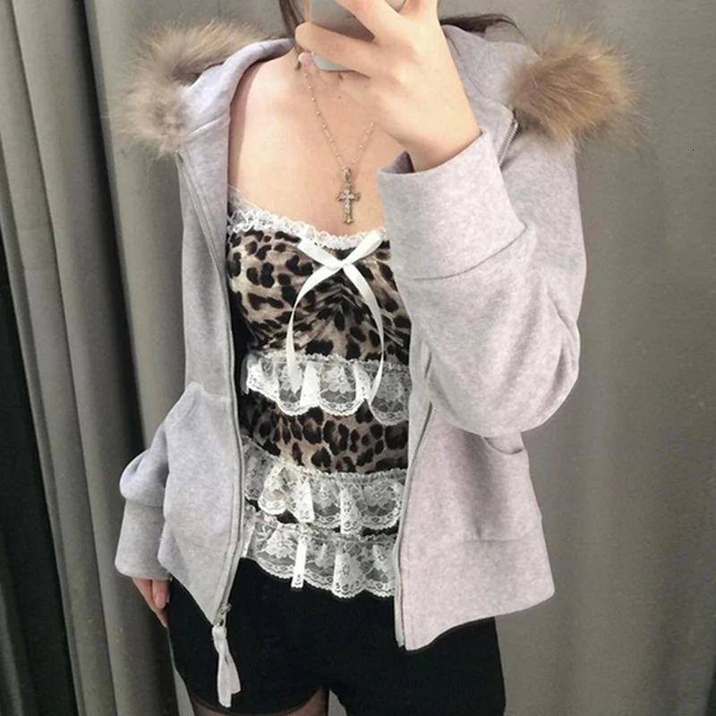 IAMTY Y2K Leopard Print Lace Ruffle Patchwork Camis Brown Coquette Aesthetic Slim-fit Bow Tank Tops Cute Fairycore Vest Cute 240408