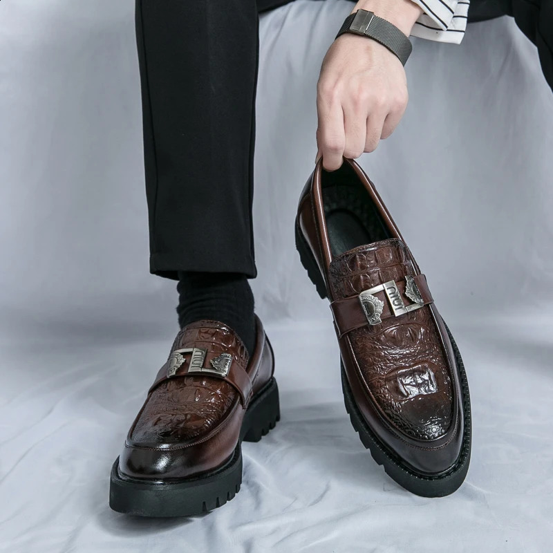 White Loafers Mens Party and Business Loafers Thick Soled Men Dress Platform Shoes Comfortable Slip-On Fashion Casual Shoes 250410