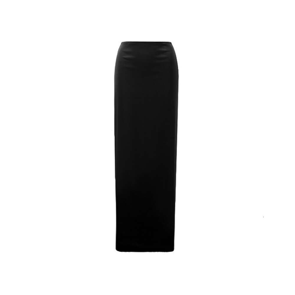 2024Celebrity Autumn High End Solid Color Slim Fit Long Irregular Draping Flesh Covering Skirt F41924