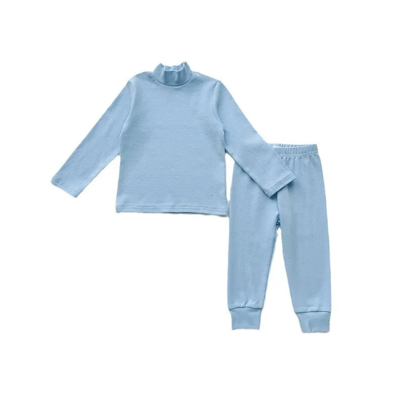 Autumn Baby Girl 2PCS Sleepwear Set Cotton Half Turtle Neck Underwear High Waist Tight Childrens Dress 241118