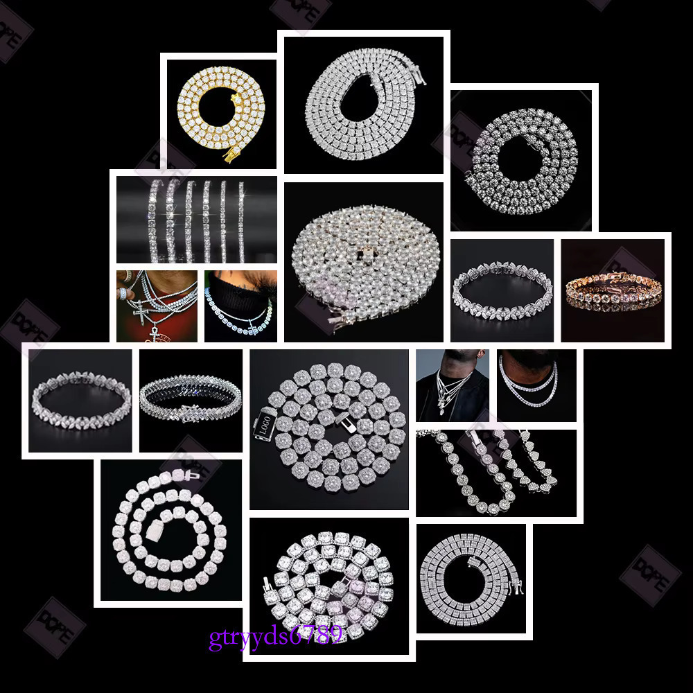 Bracelet S Gold Plated 3mm To 6mm Sparkle VVS Moissanite Tennis Chain