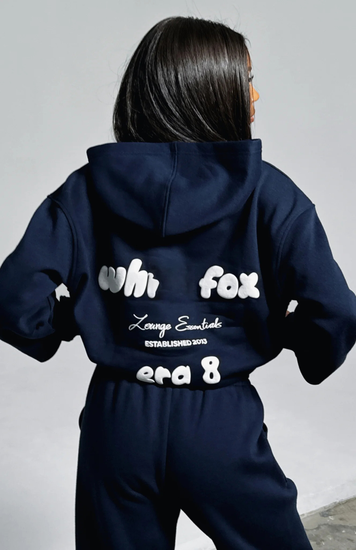 White Foxness Hoodie Sweatpants Set Spring Fleece Tracksuit With Graphic Print, Loose Fit Hooded Two-Piece Sweatsuit For Men And Women White Foxliness Hoodie 553