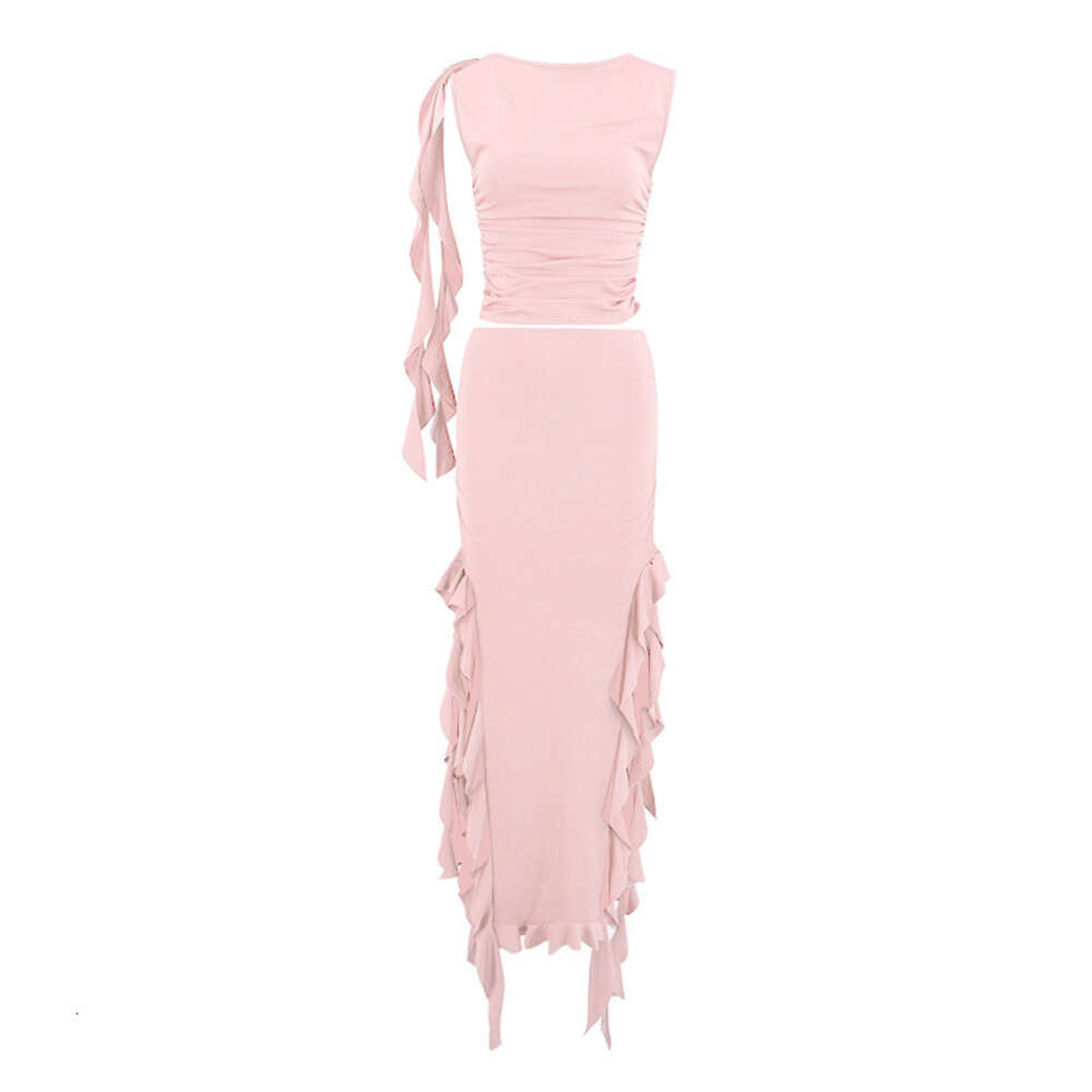 Wind Summer New Popular One Shoulder Jellyfish Lace Set Skirt Sexy Spicy Girl Ur Women's Dress F41937