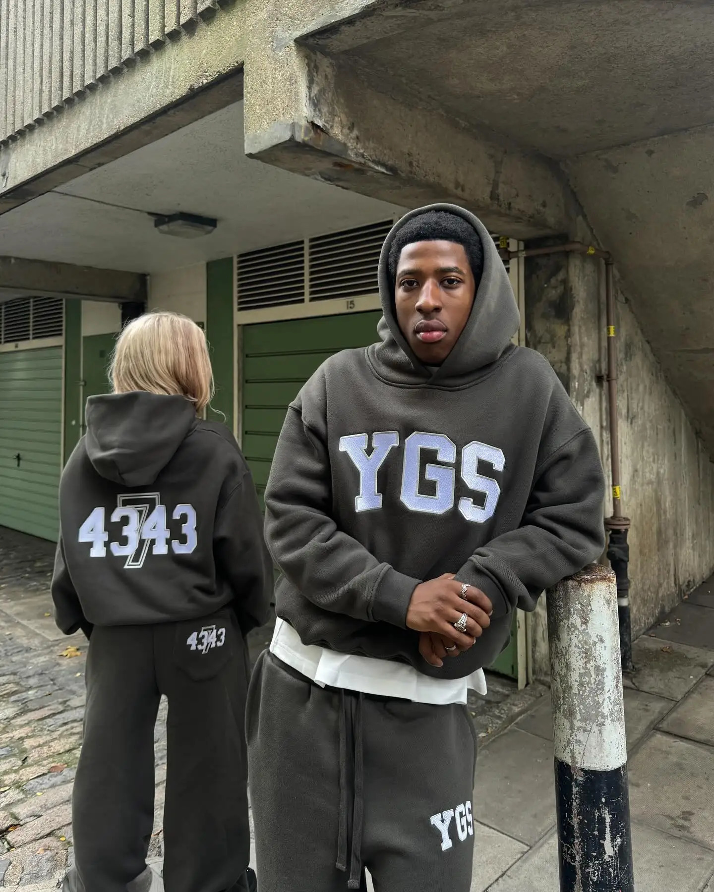 YGS Letter Embracery Mens Track and Field Uniform Harajuku Loose Sweatshirt and Sweatpants Two Piece Y2k Hoodie Sweatshirt Set 241118