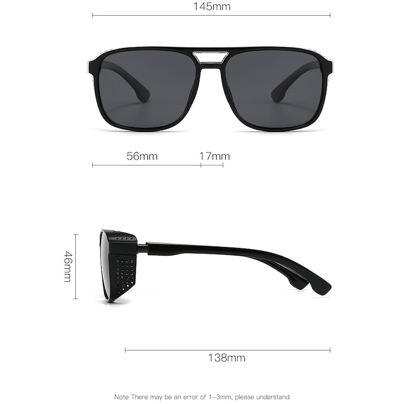 Steampunk Polarized Sunglasses Punk Men Luxury Fashion a Pilot with Cool Gothic Sun Glasses Vintage Driving Fishing Mirrored Sports with Side Shields 