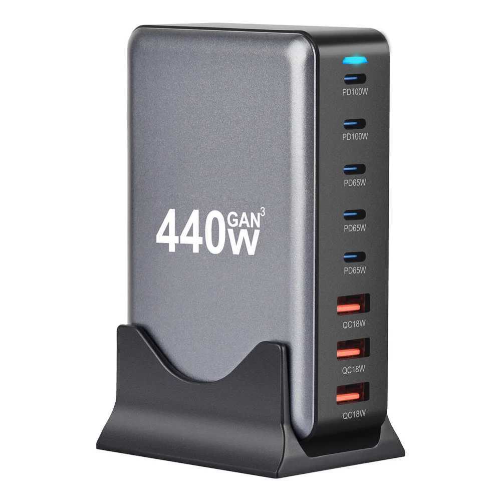 New 440W Gan Quick Charger 3.0 USB Type C Quick Charger Mobile 8-Port 5C3A PD Charger Easy to Carry Tablet Charger Y241119