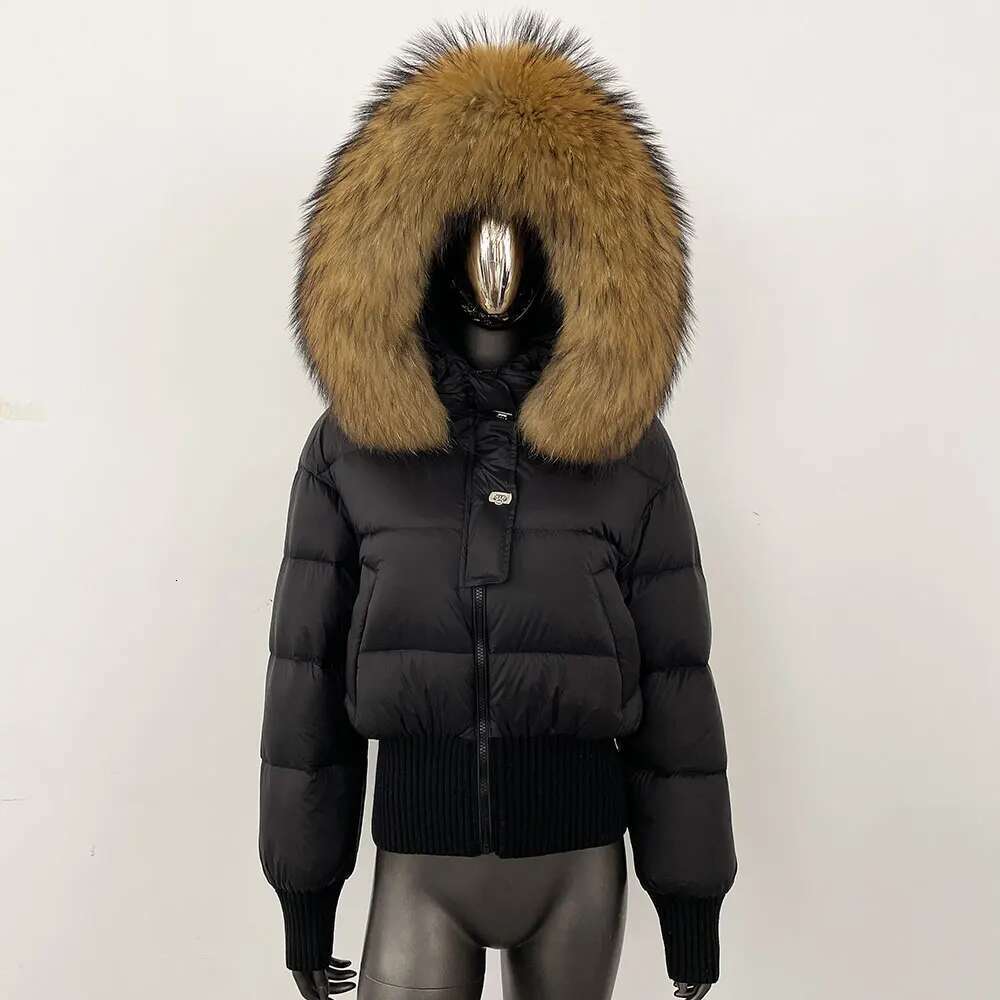 Jacket Women 2024 Winter Natural Real Raccoon Fox Fur Collar Hooded White Duck Down Coat Thick Warm Casual Outerwear