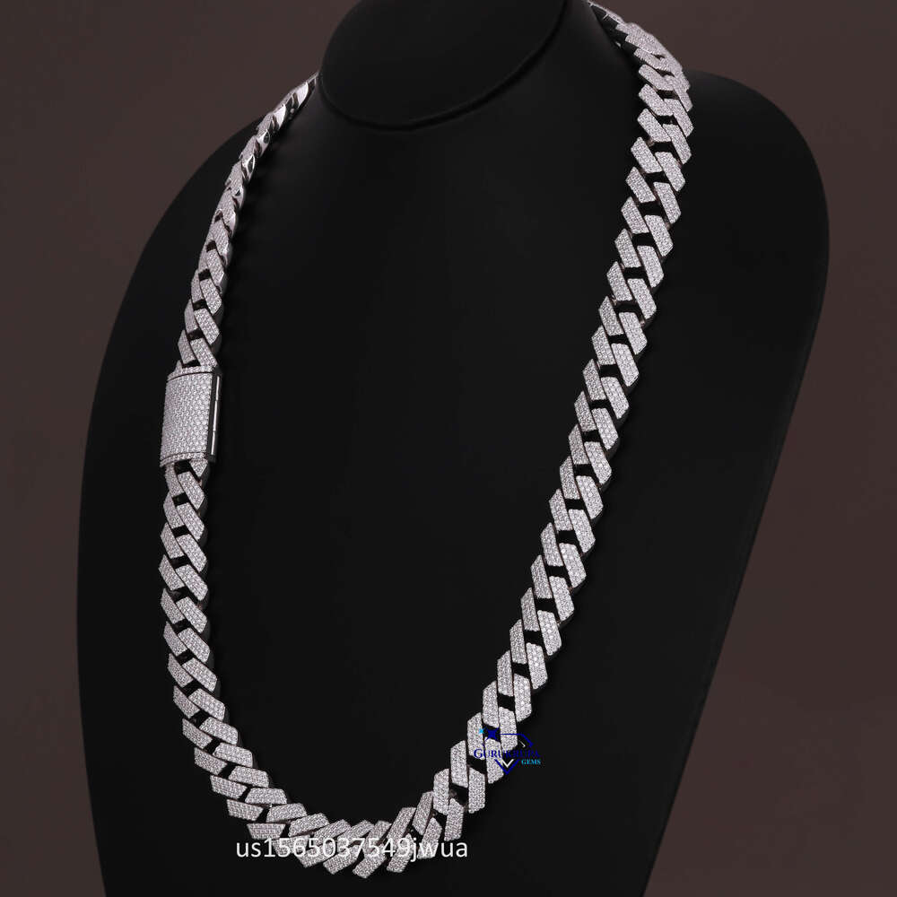 Rappers Hip Hop Jewelry Fashion 20Mm K Chain 14K White Gold Moissanite Dia Iced Out Cuban Necklace For Men