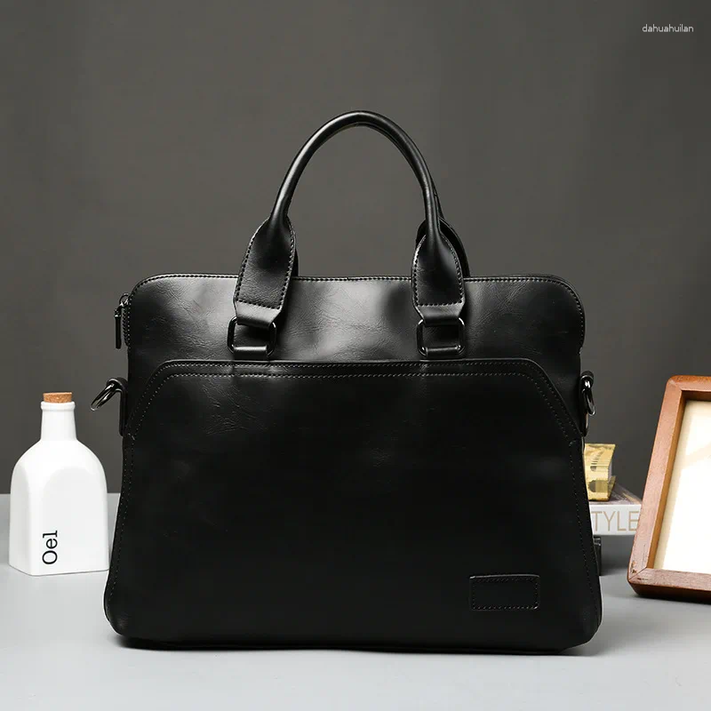 Free Shipping Briefcases Briefcase For Men PU Leather Executive Laptop Office Portfolio Vintage Handbag Tote Messenger Business Bag Documents