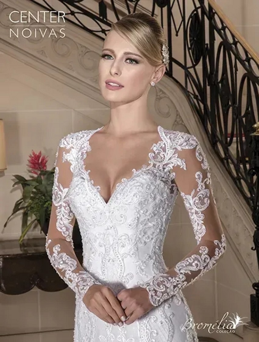 Vintage V-Neck Long Sleeve Dresses Beaded Button Back Sheer Bridal Wedding Gowns Vestido De Novia Bc18660 6660311