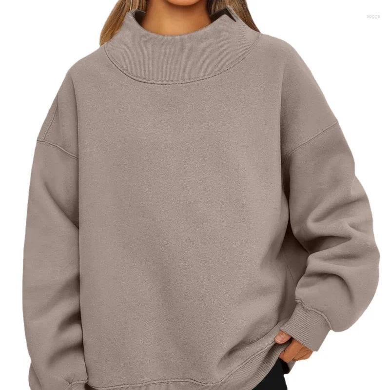 Womens Hoodies 2024 European And American Sweatshirts Long Sleeves Turtlenecks Casual Sweaters Velvet Tops