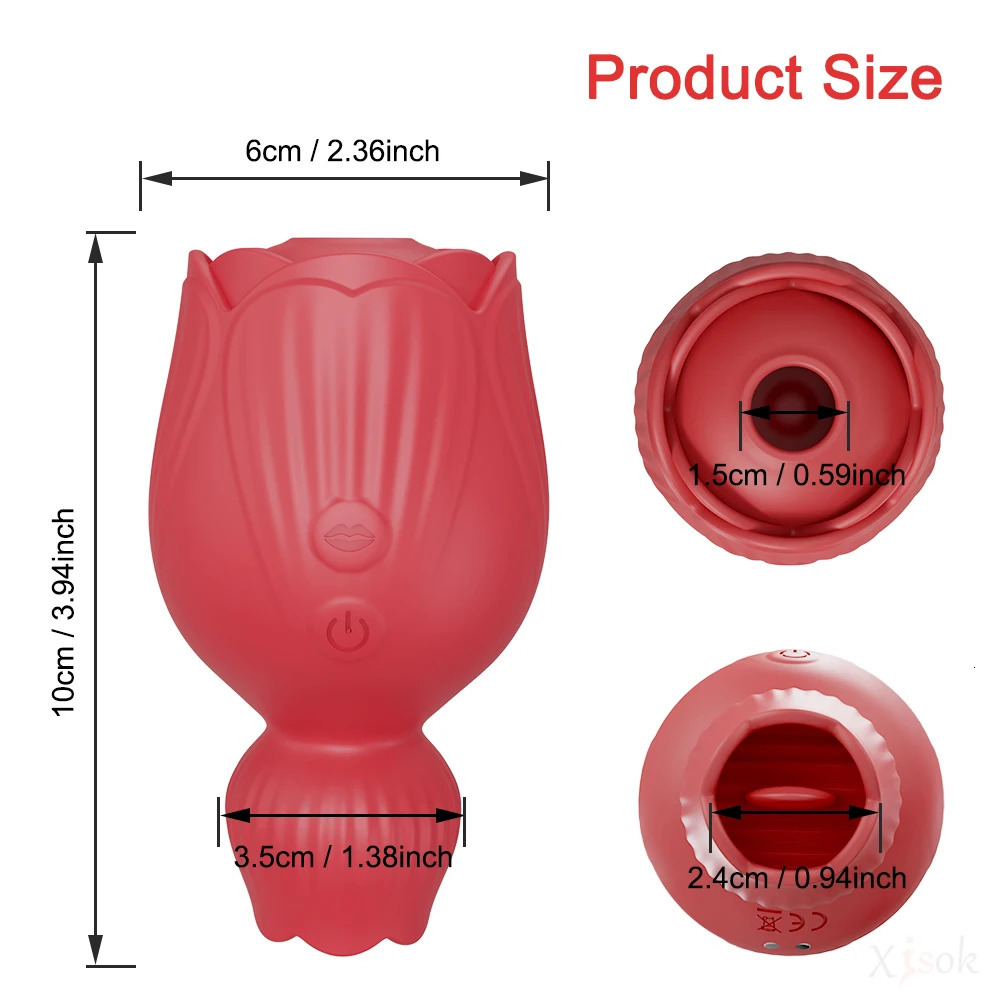 Sucking Rose-Tongue Licking Vibrator for Women Clitoris Stimulator Oral Nipple Vacuum Clit Sucker Female Sex Toys for Adults 240325