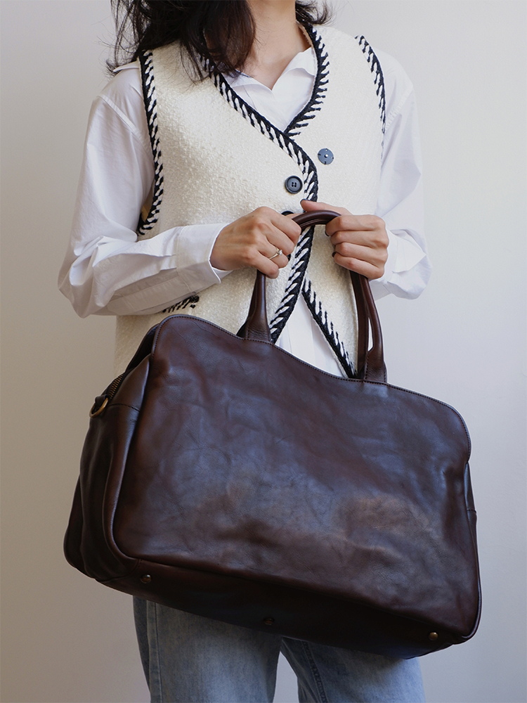 Genuine Leather Women Handbags Cowhide Large Capacity Lady Laptop Travel Bag Business Briefcase Lage Shoulder Bags Big Tote BagVoyage