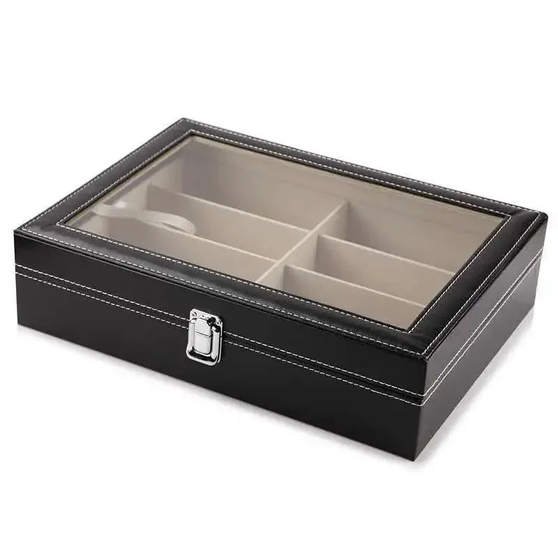 1pc Sunglass Organizer Faux Leather Eyeglasses Collector Eyewear Display Case Storage Box 240419