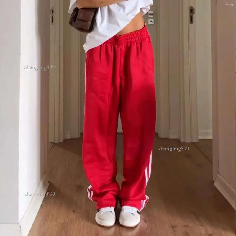 Women's Pants Women Y2k Wide Leg Track Baggy Striped Joggers Sweatpants Elastic Waist Color Block Parachute With Pockets