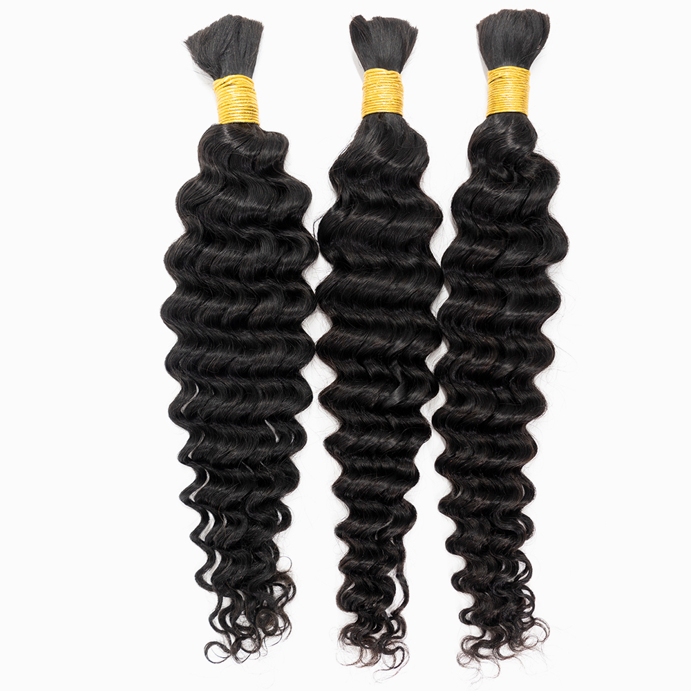 Hannah product Boho Braids 3 bundles 150g Deep Curly Brazilian Bulk Human Hair For Braiding Unprocessed Human Braiding Hair Bulk No Weft