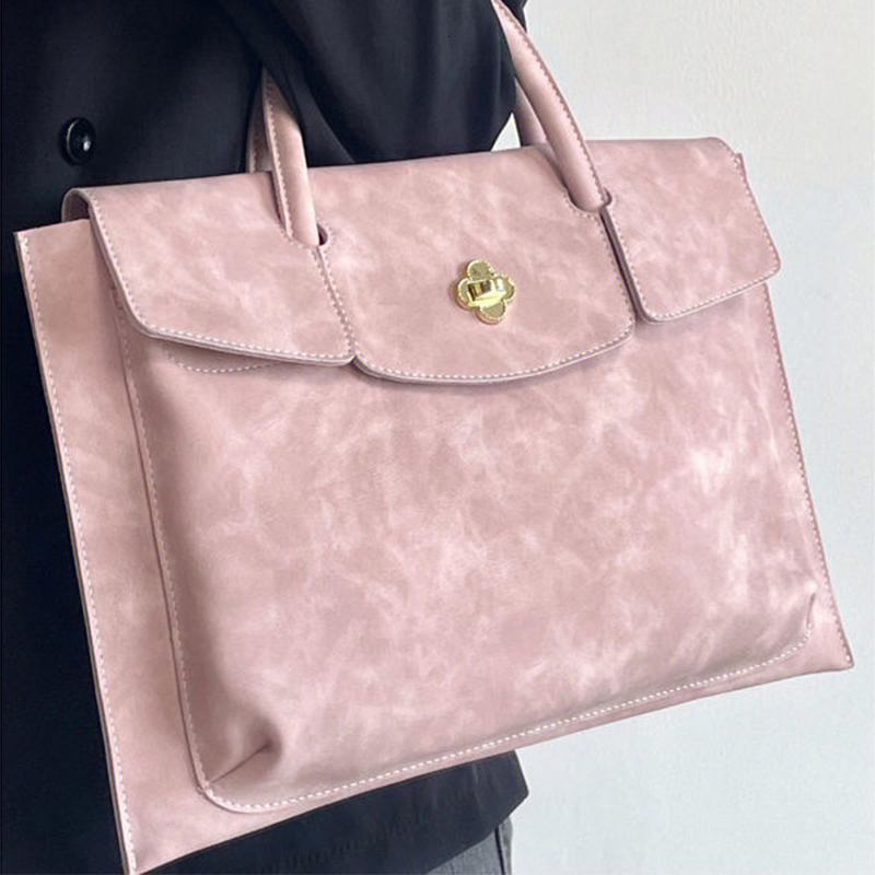 Design Fashion Woman Laptop PU Leather Business Office Lady Briefcase Vintage Student Large Capacity Daily Tote Bag