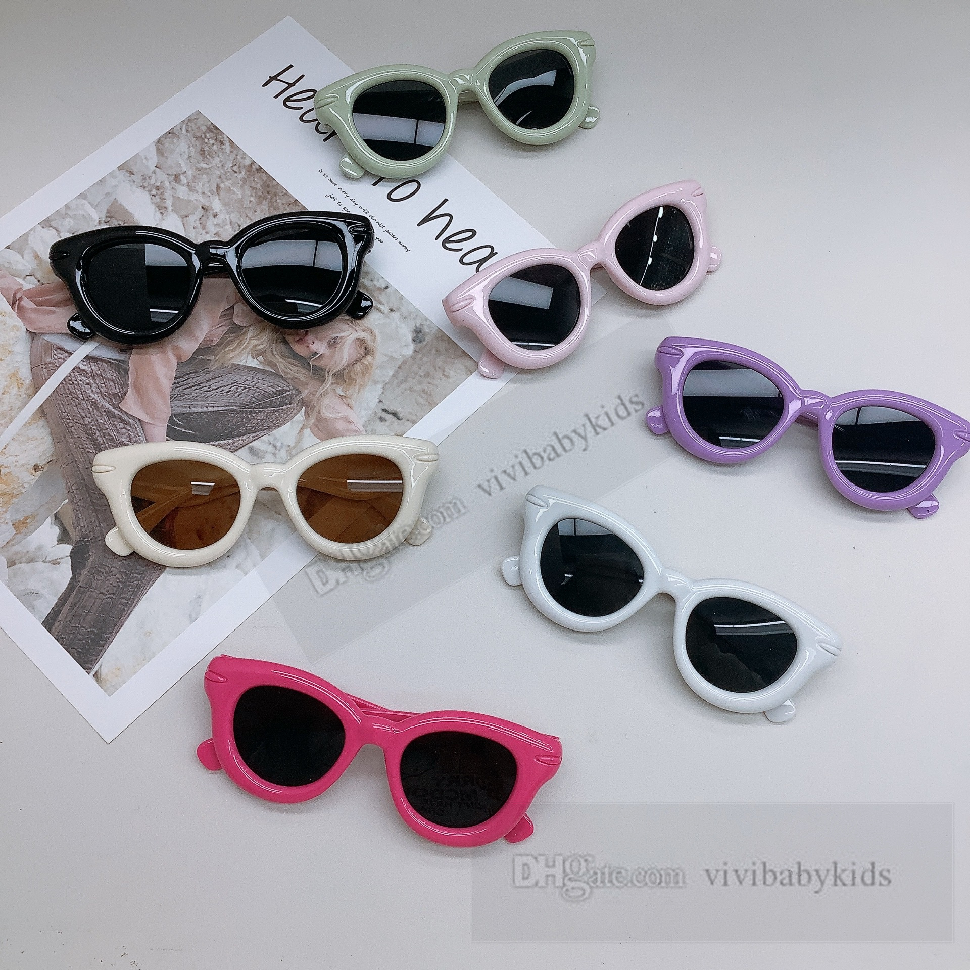 Kids sunglasses Lovely girls boys candy color cat eyes sun sunglass Ultraviolet-proof glasses eyewear fashion children shades Z7788 Z260305