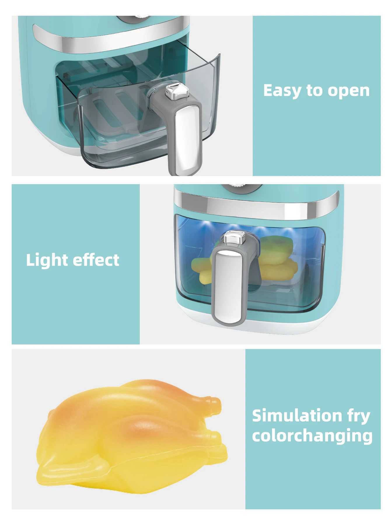 Air Fryer childrens kitchen toy set accessories pretend to be a chef barbecue game equipped with lighting and sound W241119