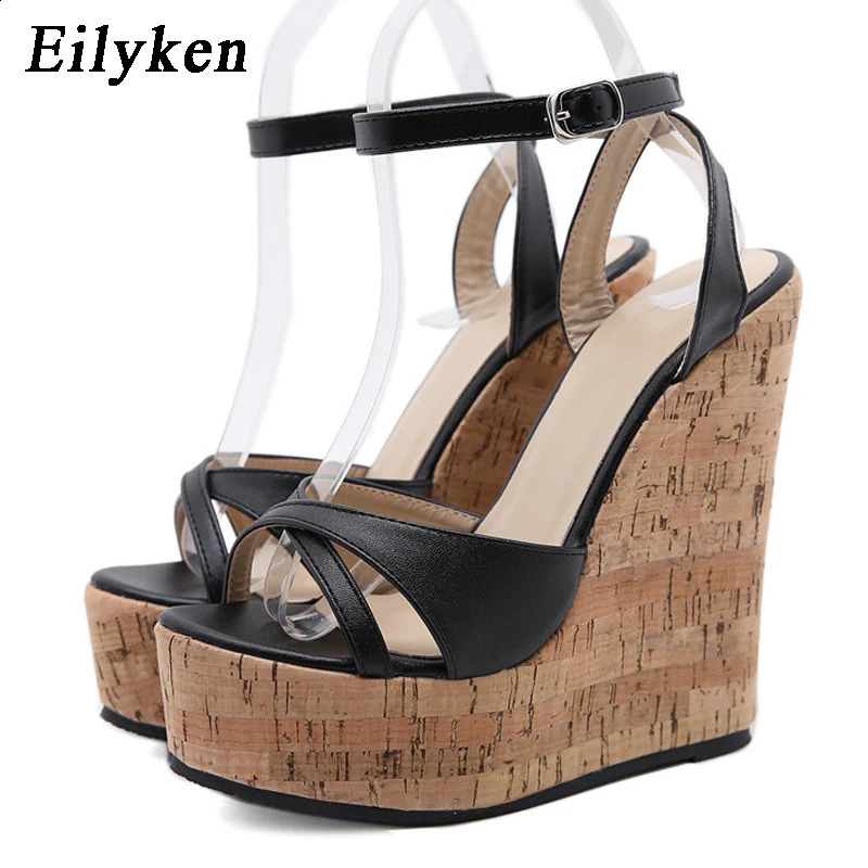 Eilyken Summer White Womens High Heels Hollow Out Sandals Platform Buckle Wedges Front Open Toe Ladies Shoes 241118
