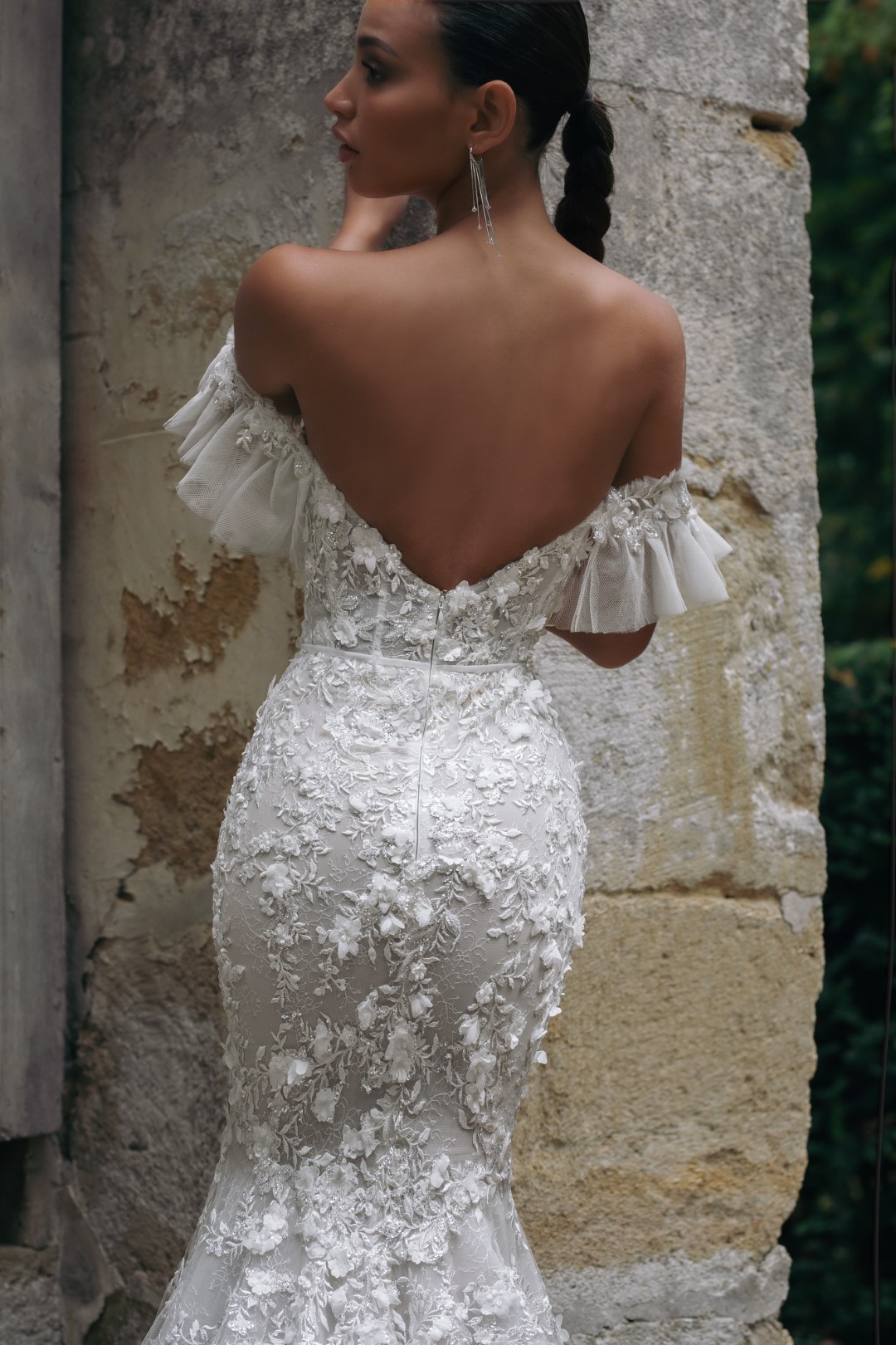 Beauty Beading 3D Embroidery Lace Off Shoulder Short Sleeves Mermaid Wedding Dress With Floral Prints Sweetheart Trumpet Bridal Gowns 2024