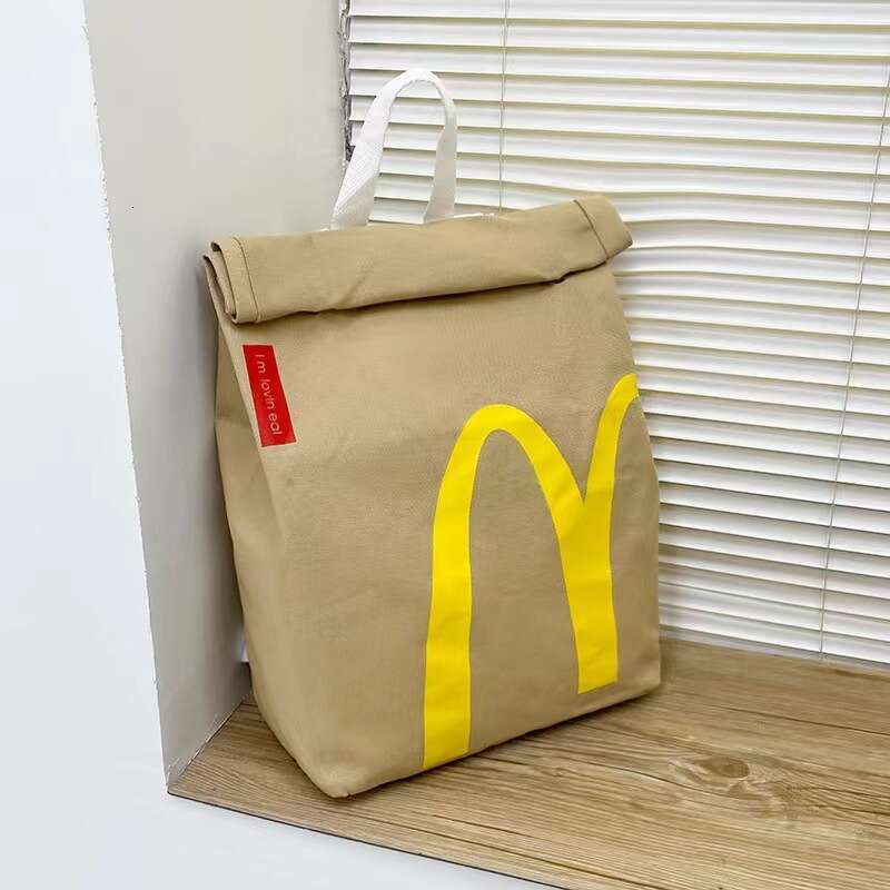 Personalized design McDonald's ins 2024 new canvas backpack women's single shoulder large capacity student class bag