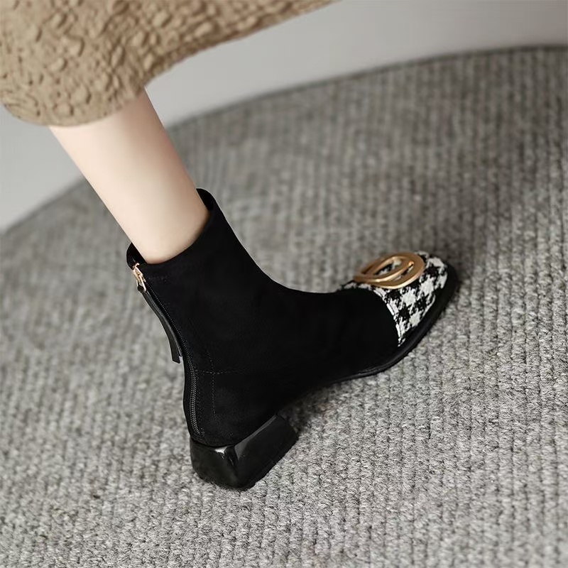 SALES HOT Autumn/Winter Women Sheep Suade Round Toe Square Mid-Heel Ankle Boots Tassel Zipper Fashion Office Ladies Shoes 4844