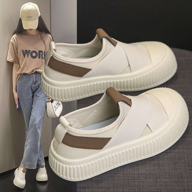 2025 foreign style board new set foot round head fashion casual breathable rubber non-slip Korean women's shoes
