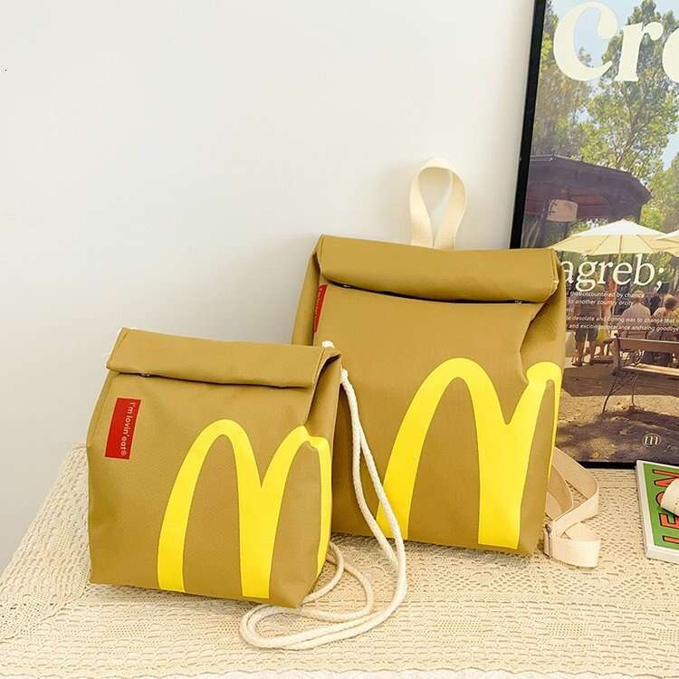 Personalized design McDonald's ins 2024 new canvas backpack women's single shoulder large capacity student class bag