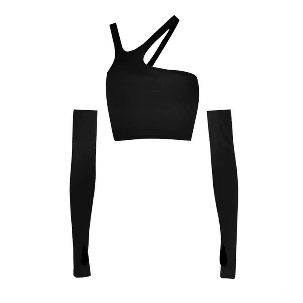 2024 Autumn New Women's Fashion Naked Off Shoulder Irregular Split Hand Sleeves Slim Fit Sexy T-shirt for Women F41916