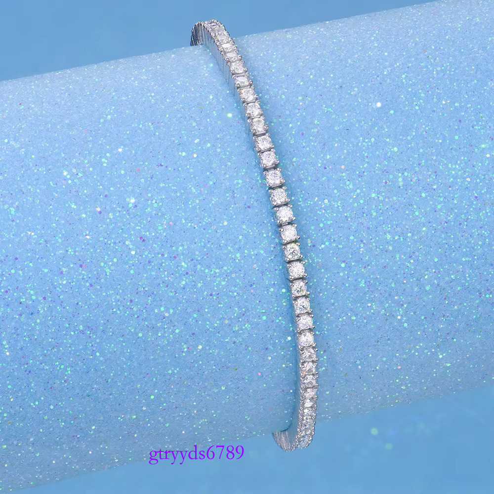 round cut chain vvs men 2mm mossanite moissanite tennis custom trendy hip hop sier fine jewelry bracelets bangles