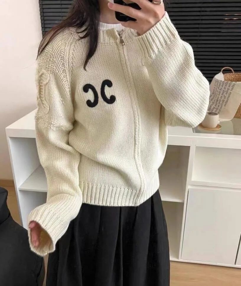 Designer cardigan womens sweater Fashion High-end luxury sweater zipper hooded collar classic embroidery S-XL