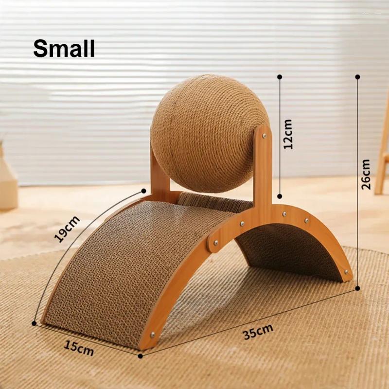 Update Cat Toys 2 In 1 Scratching Ball Wooden Scratcher Sisal Scratch Board Wear-Resistant Grinding Toy Solid Wood Scraper For Cats