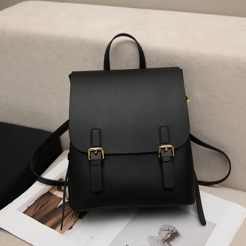 New Hit-Color Classic College Girls School Double Shoulder Bag Cow Leather Women Backpack Hasp Cover Open Design Bagpack BagVoyage