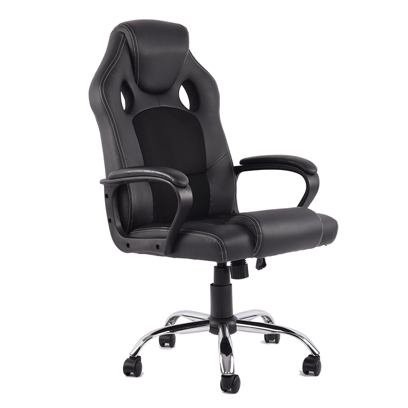 Black Executive Office Chair with Lumbar Support and Swivel Base